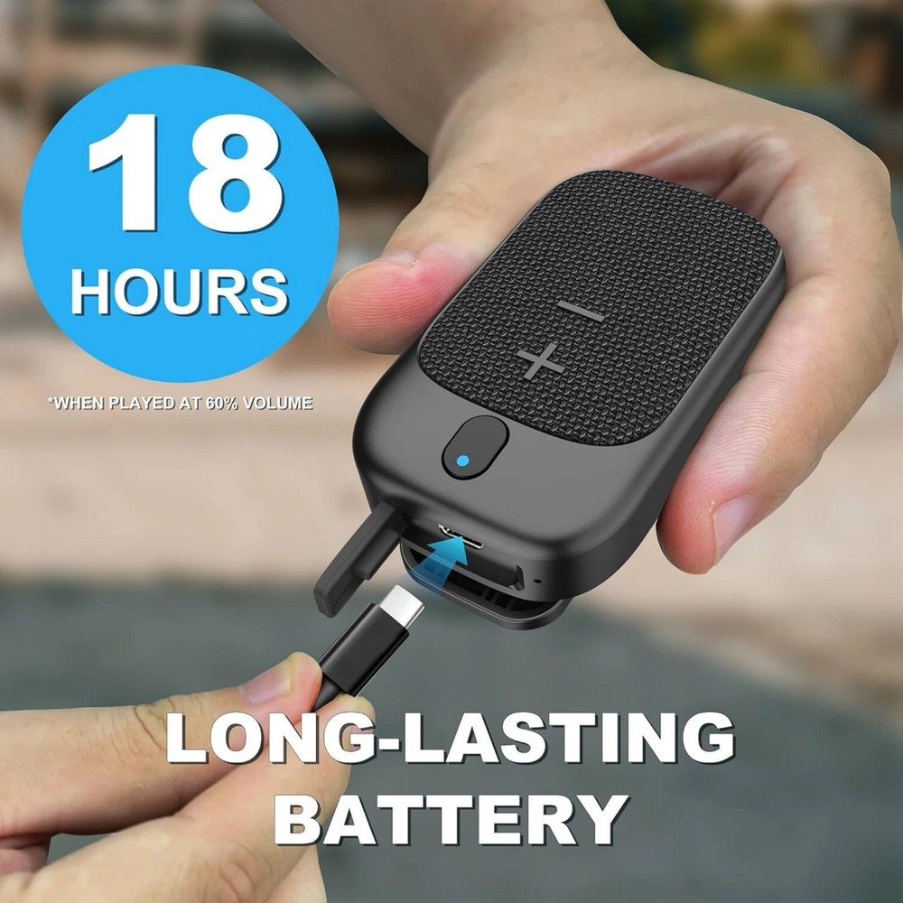 Wireless Clip On Bluetooth Speaker 5.4 Lightweight Portable for Hiking Running