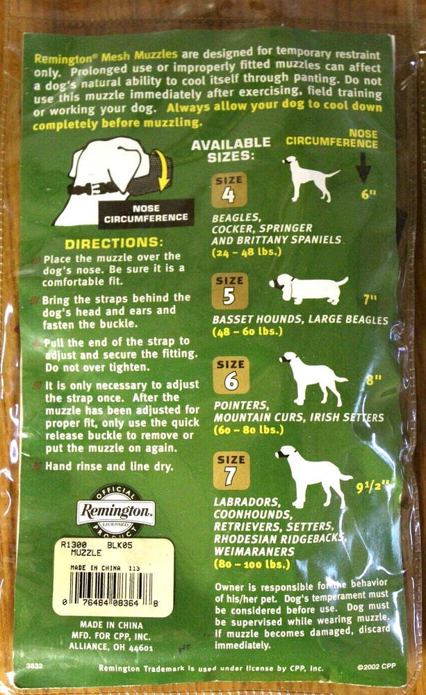 3 - Remington Mesh Muzzles Sizes 5 & 6