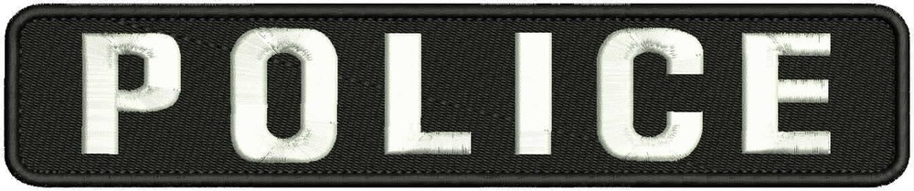 POLICE Embroidery patch 2x11 hook on back background  white letters