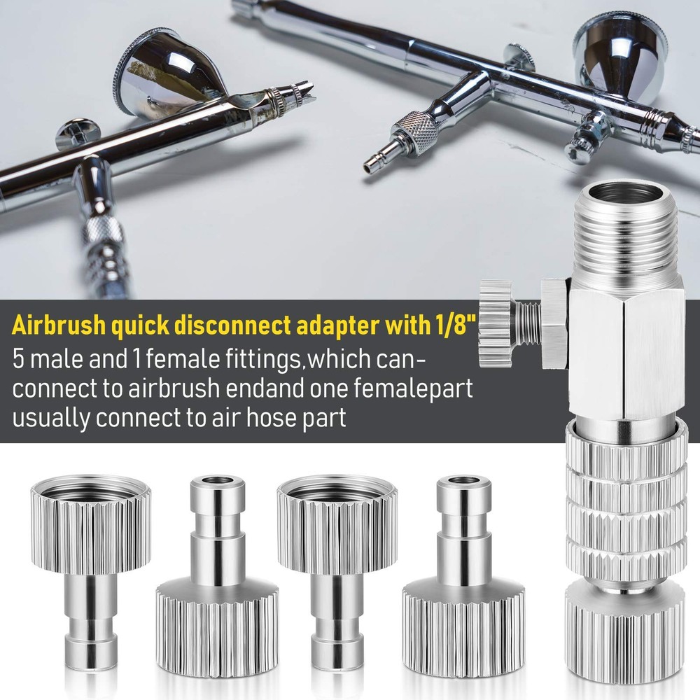 Airbrush Quick Release Coupling Adapter Kit Spray Gun Disconnect Set...