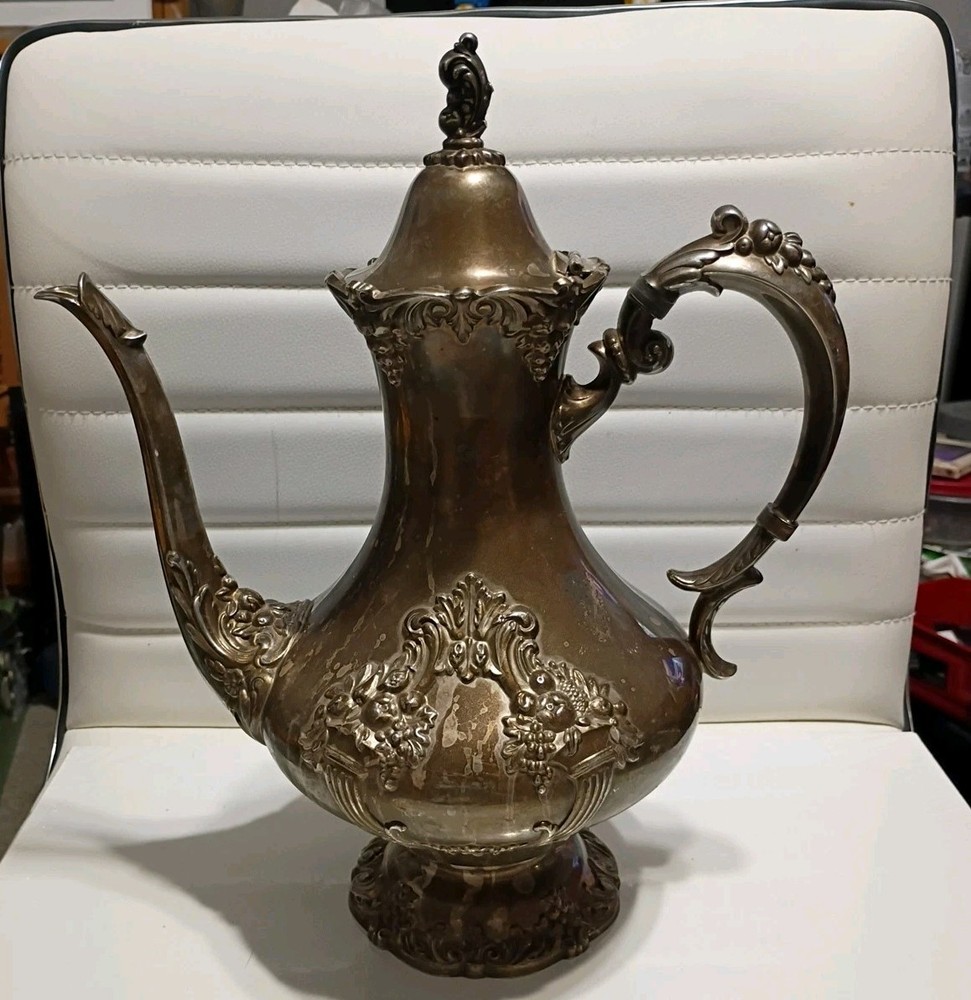 Antique Reed & Barton Silver Plate King Francis Coffee Pot - 1650