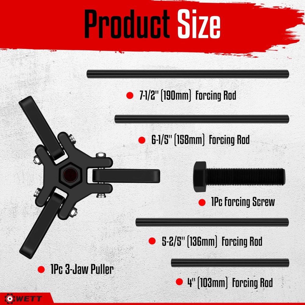 Harmonic Balancer Puller Set, Heavy Duty Adjustable 3 Jaw Pulley Puller Tool,...