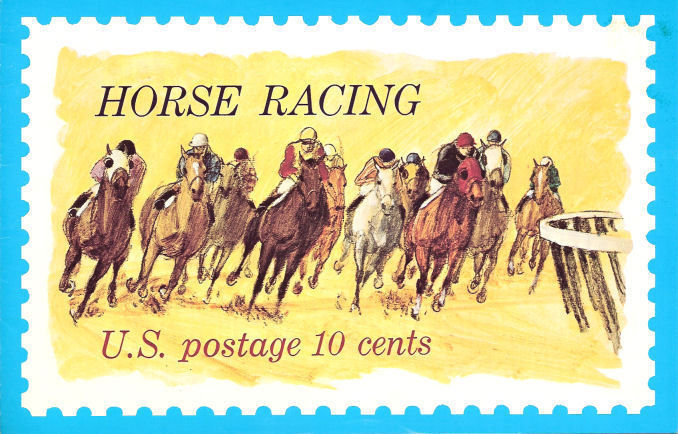 #1528 First Day Ceremony Program 10c Horse Racing Stamp