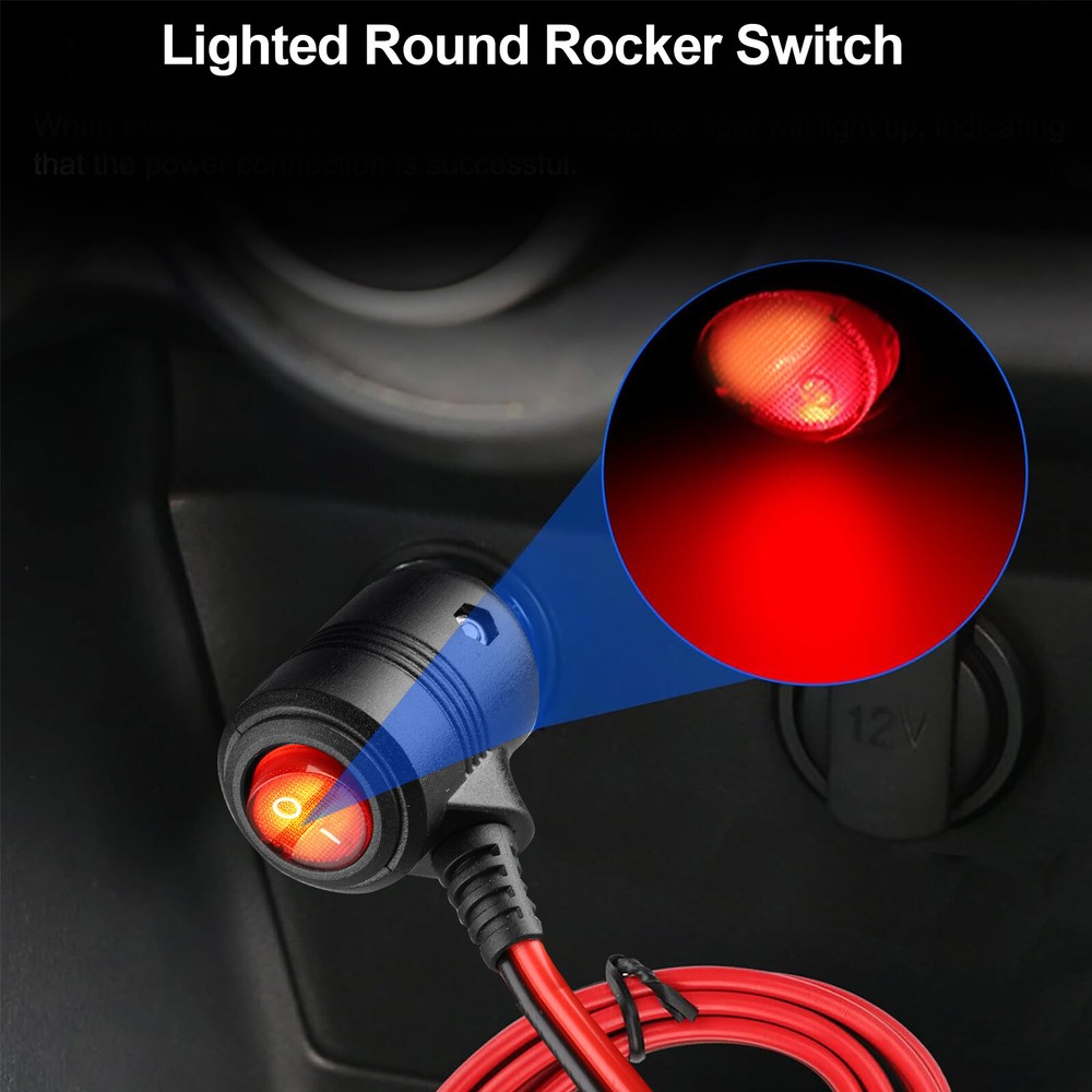 2PC 12V Car Cigarette Lighter Plug Socket Adapter Fused with On/Off Switch 3.3ft
