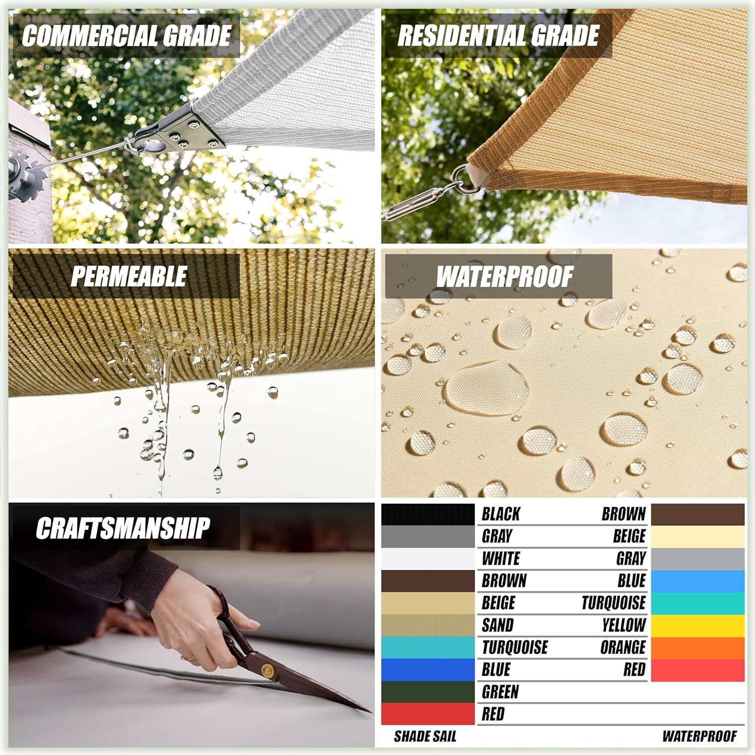 ColourTree Triangle Sun Shade Sail Outdoor Garden Patio Pool Awning Canopy Top