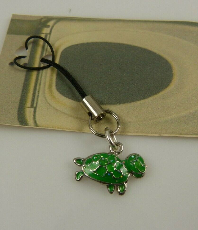 Turtle Cell Phone charm Green Bling or purse charm Honu zipper pull