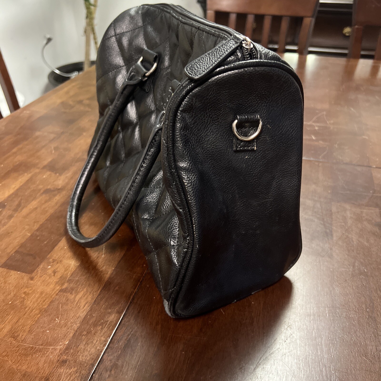 Disney Mickey Mouse Black leather Quilted Design Bag Purse Loungefly