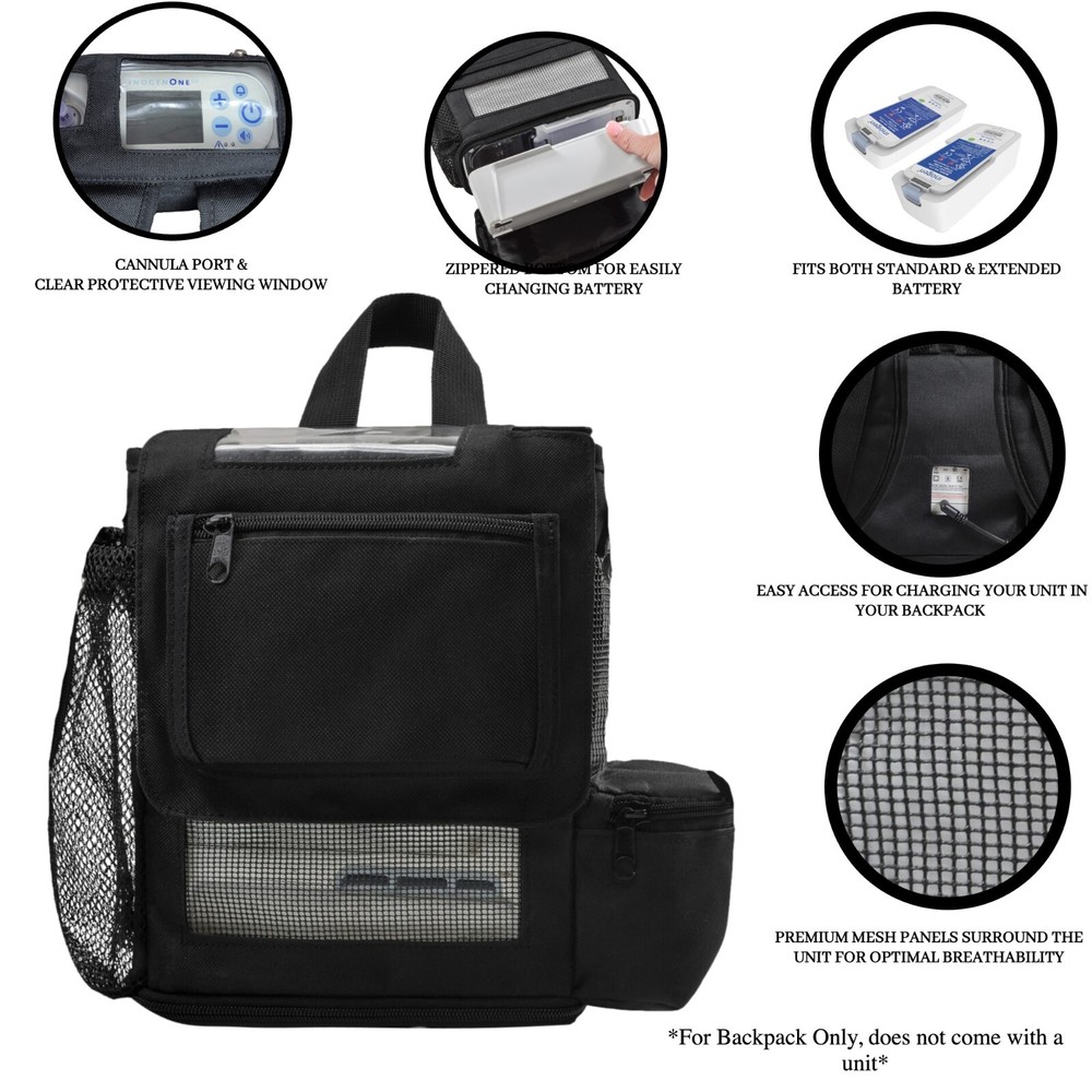 o2totes Lightweight Backpack w/side Pockets made for the Rove 6 - Black