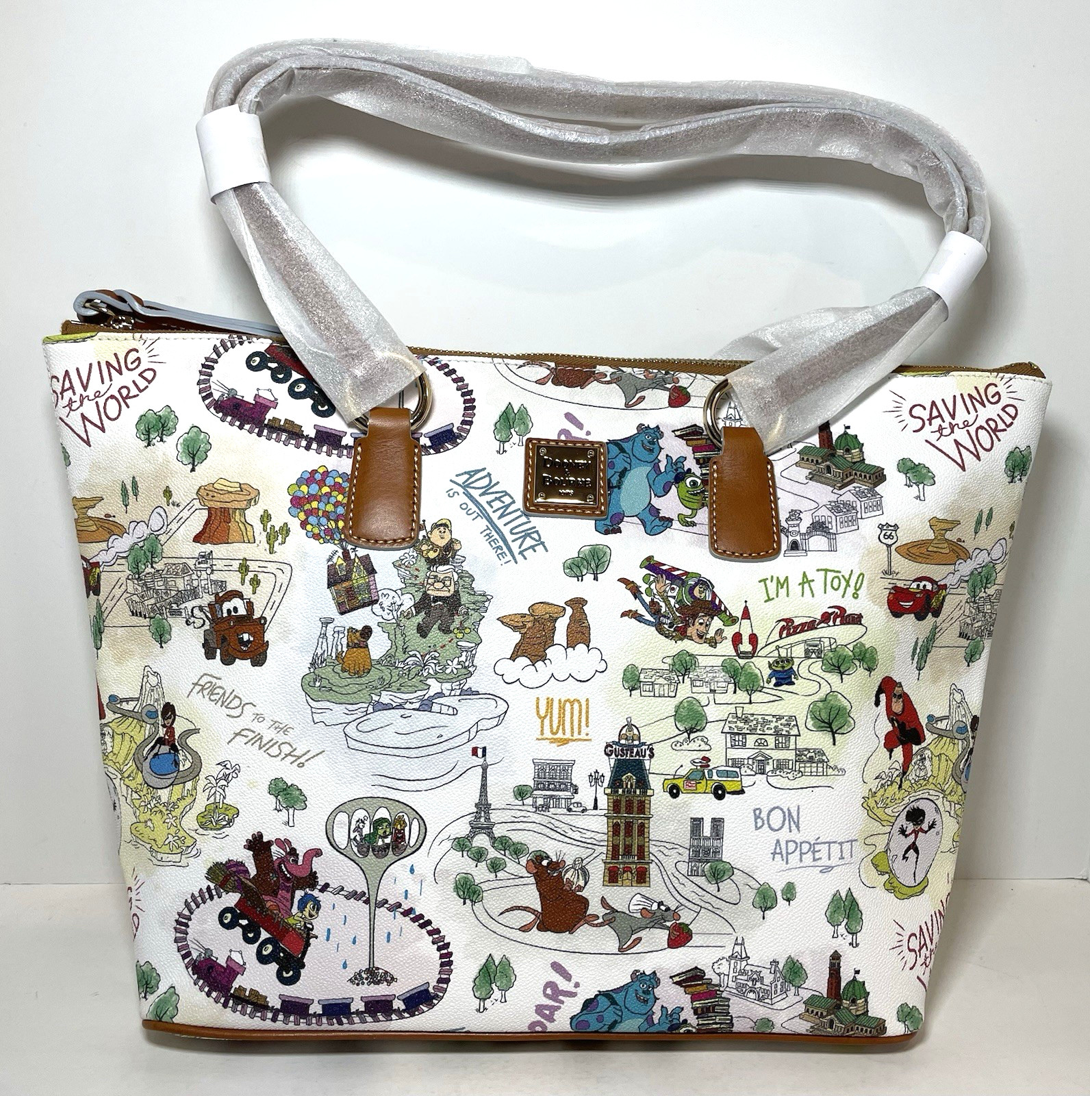 New Disney Parks Dooney & Bourke Pixar Maps Tote Bag Purse Exact Bag Pictured