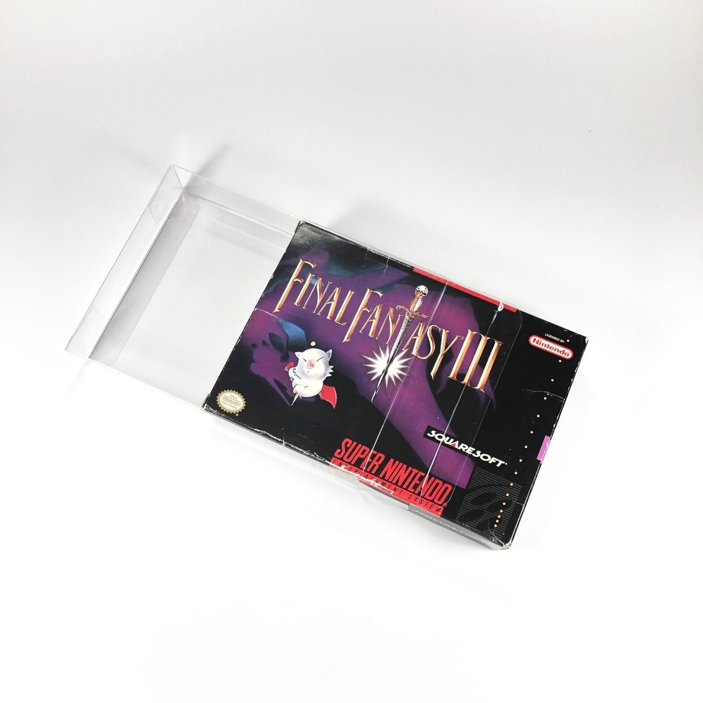 50 SNES Clear Plastic Box Protector Sleeve Case for Complete CIB Games