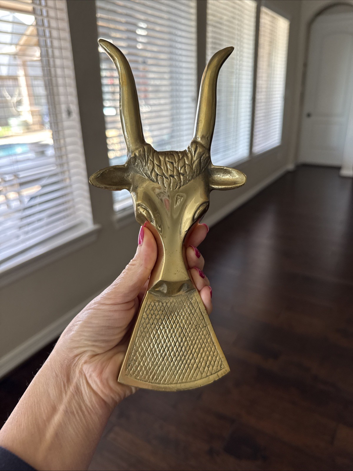 Vintage Brass Boot Jack Remover Goat, Bull Door Stop Heavy