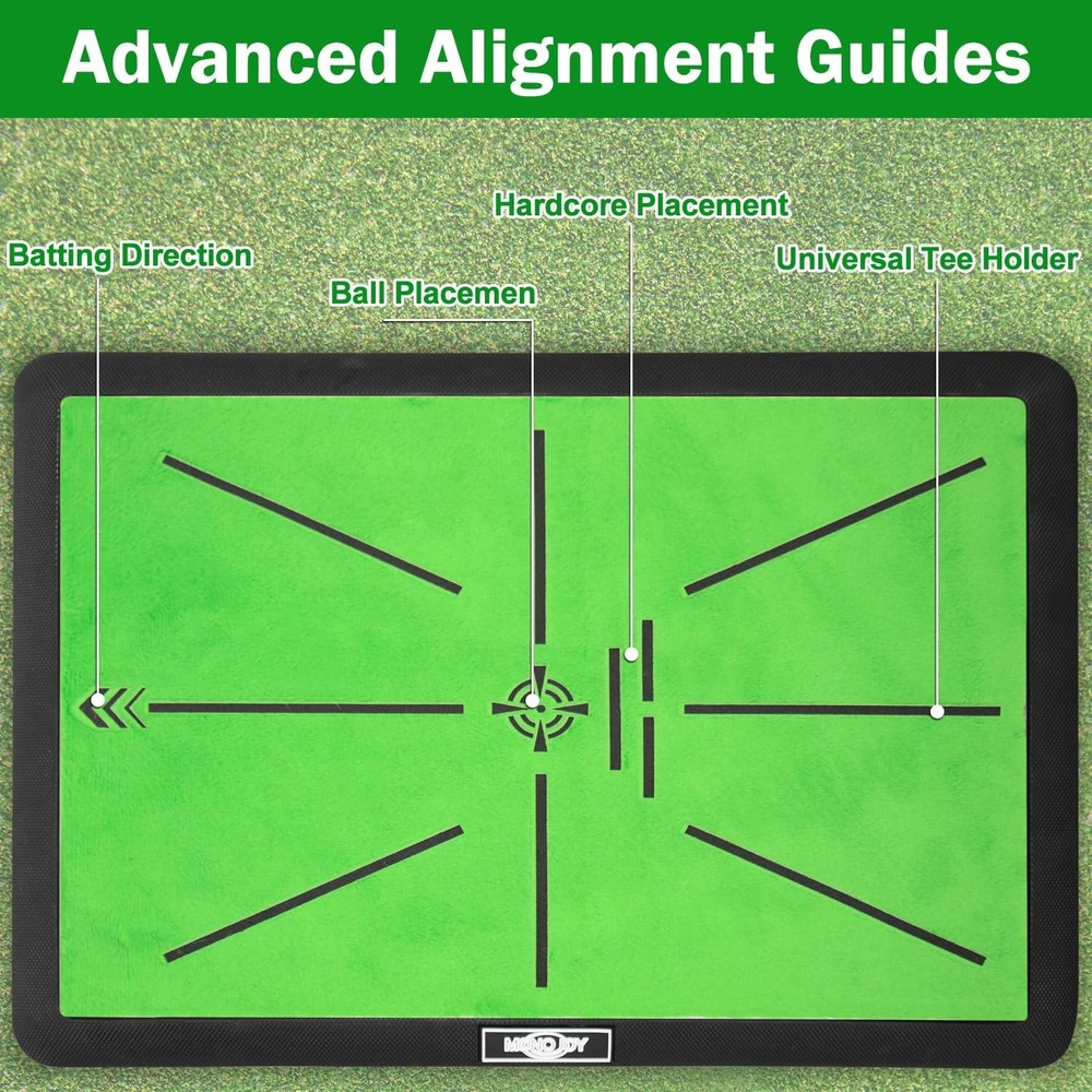 MONOJOY Golf Hitting Mat with Golf Tees - Golf Practice Mat for Swing Path Fe...