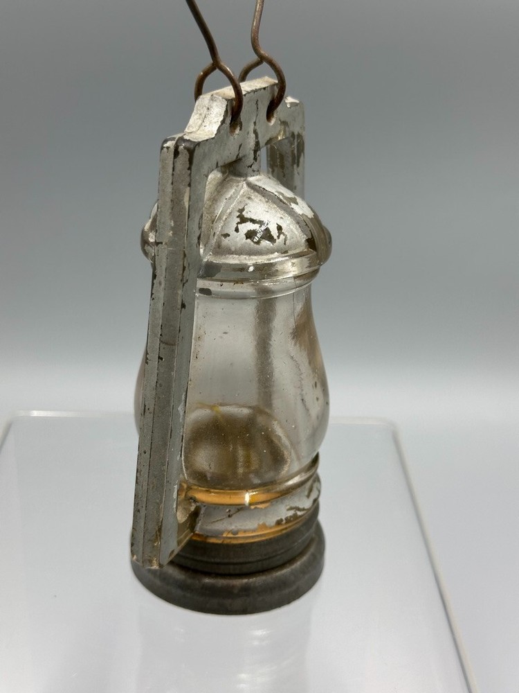 c. 1910 Barn Type 1 LANTERN Glass with Silver Paint CANDY CONTAINER A&E 426
