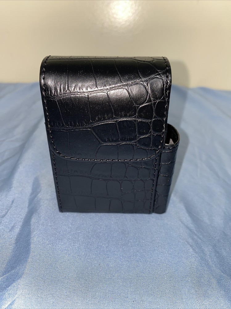 Fujima Leather Wrap Cigarette Pack Holder With Lighter Holder Textured Black