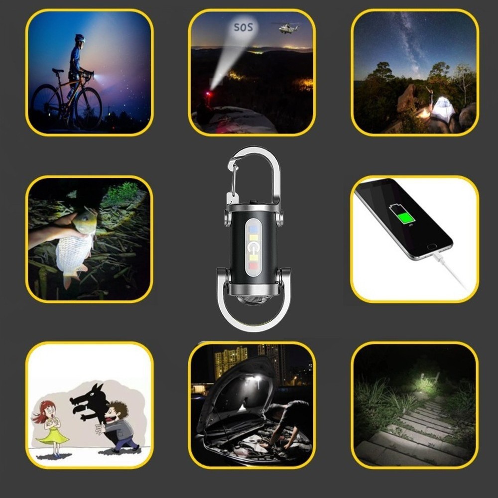 For Outdoor Mini Keychain Flashlight With USB Power Bank Functionality
