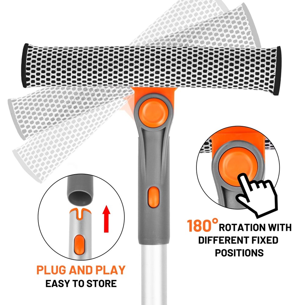 eazer Professional Window Squeegee, 2-in-1 Rotatable EA1616-PS2, Orange