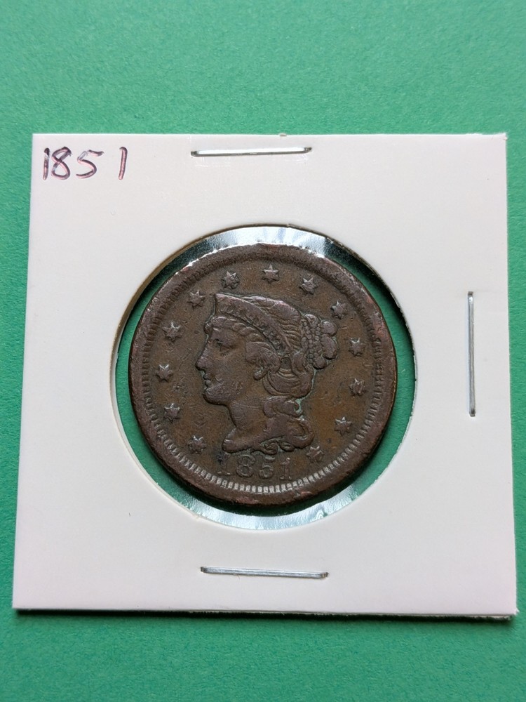 1851 Braided Hair Large Cent