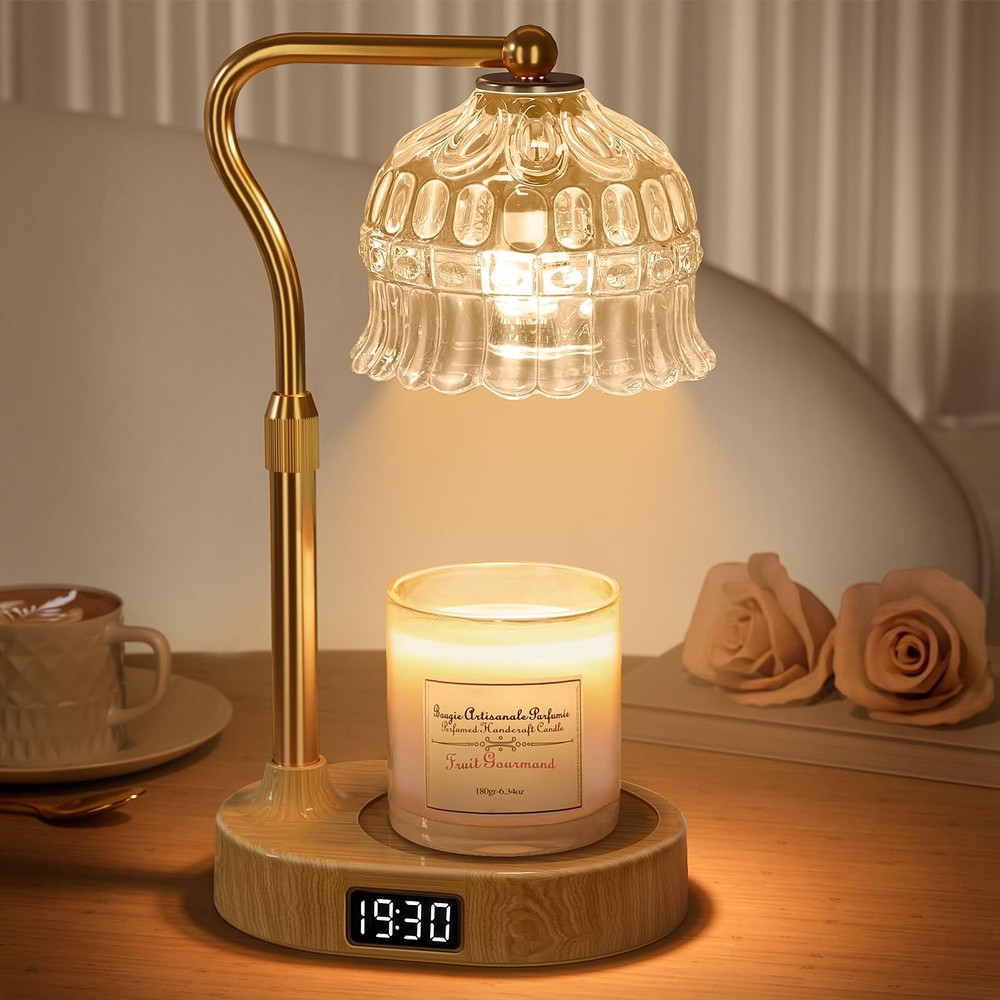 Candle Warmer Lamp with Timer | Adjustable Height & Dimmable | Base Gold