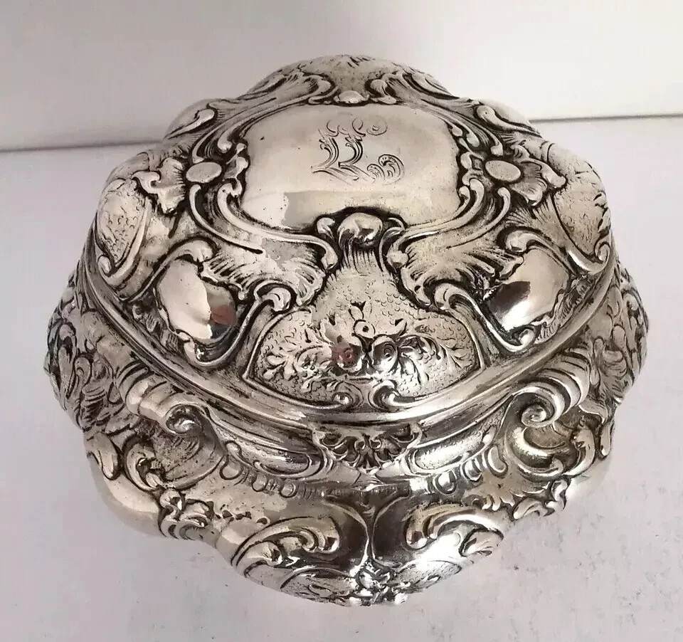 Magnificent German Solid Silver Jewellery Box Casket - 305g