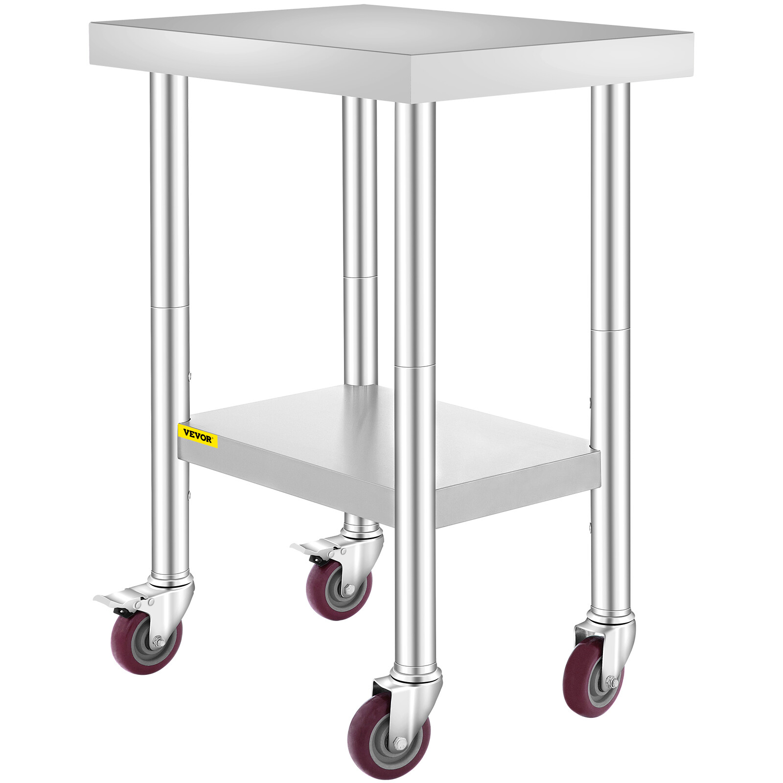 Rolling Stainless Steel Top Kitchen Work Table Cart + Casters Shelving 18"x24"