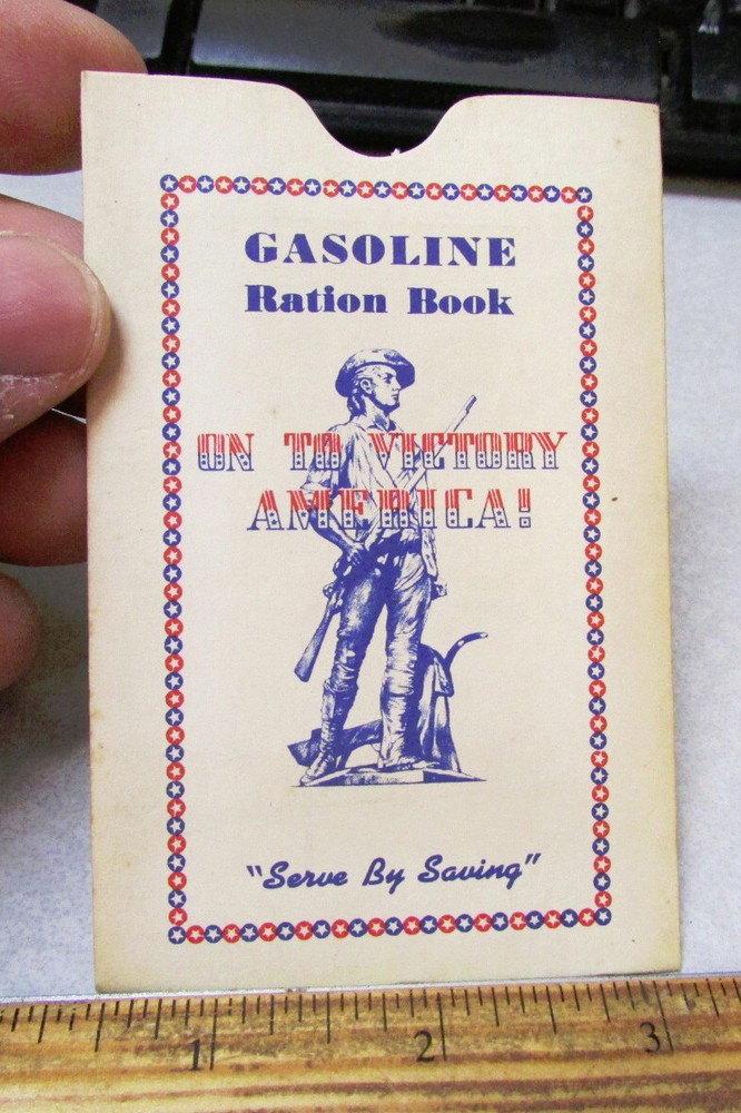 vintage 1940s WWII Gasoline Ration Book protective container, Home Front item
