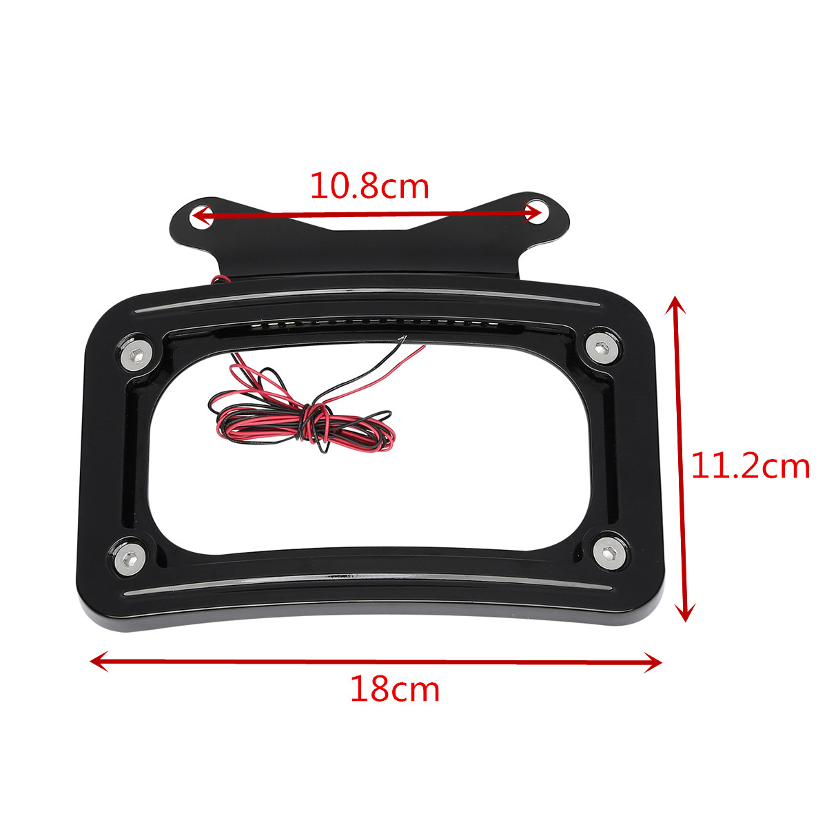 Curved Laydown License Plate Mount Frame Light For Harley Road King Street Glide