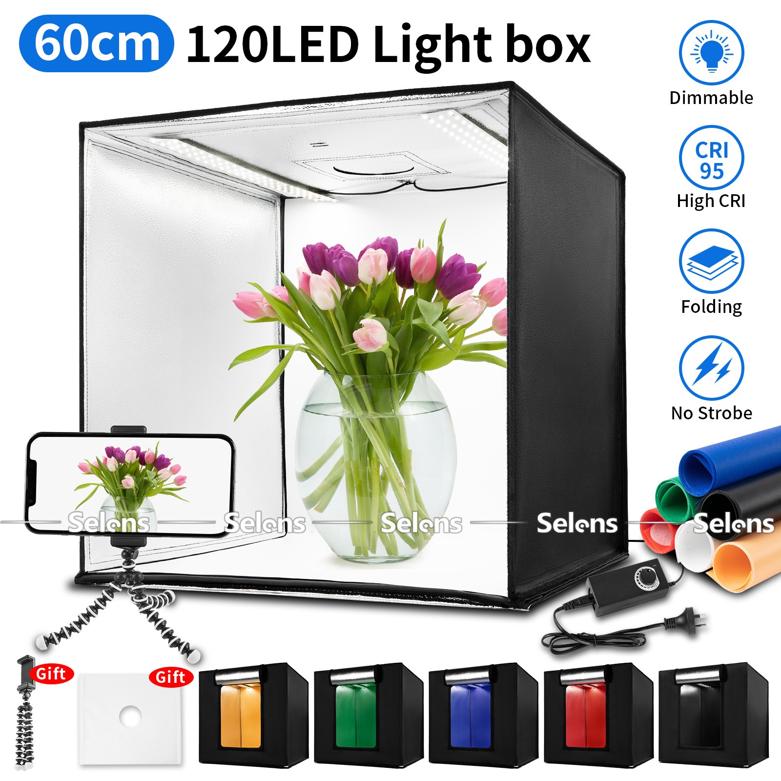 24" Large LED Light Box Photo Tent Portable Photography Studio Shooting Kit