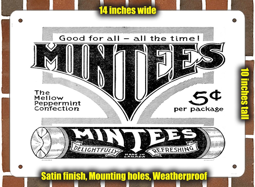 Metal Sign - 1918 Mintees Candy - 10x14 inches