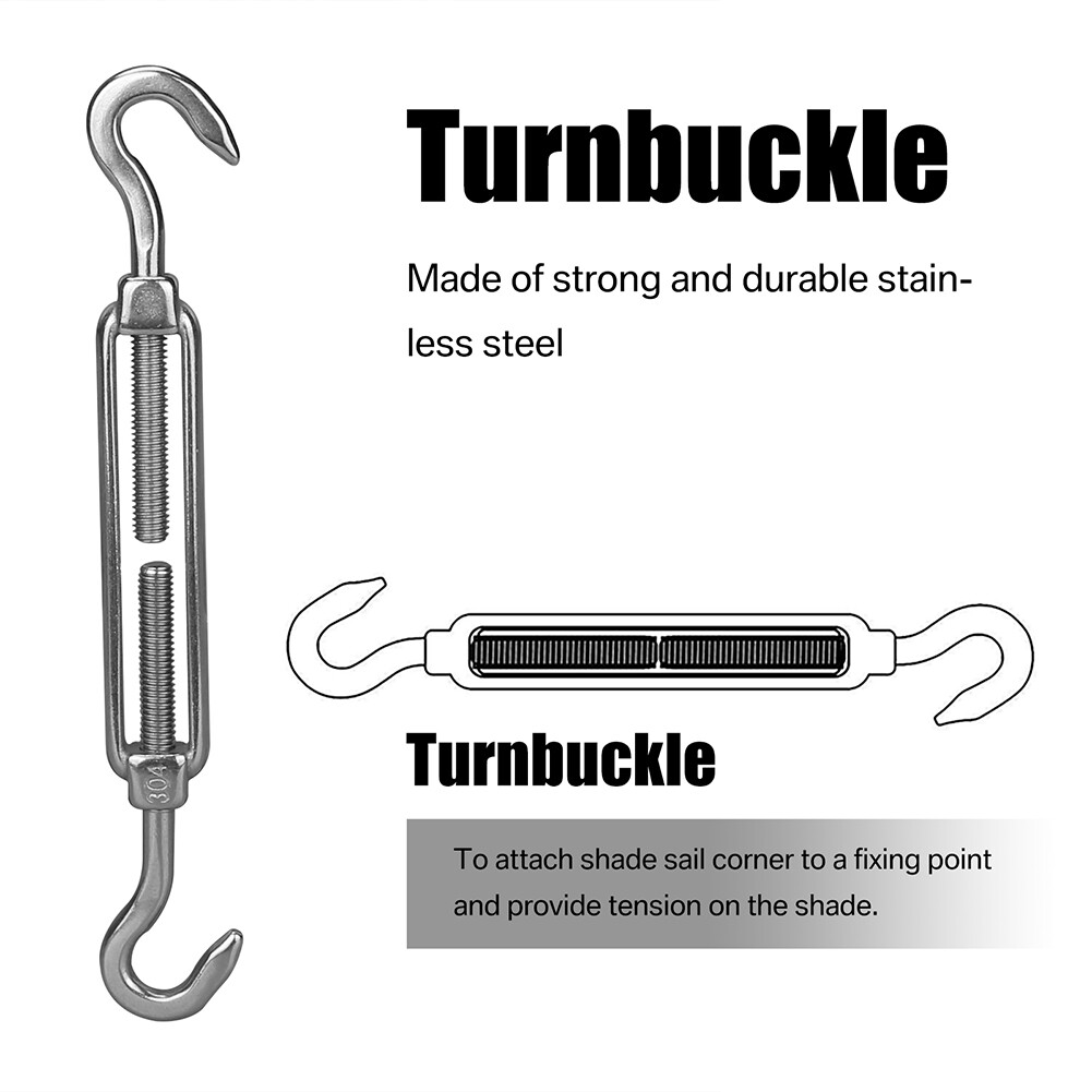 Sun Shade Sail Hardware Fitting accessories Turnbuckles Pad eyes Wire Rope Kit
