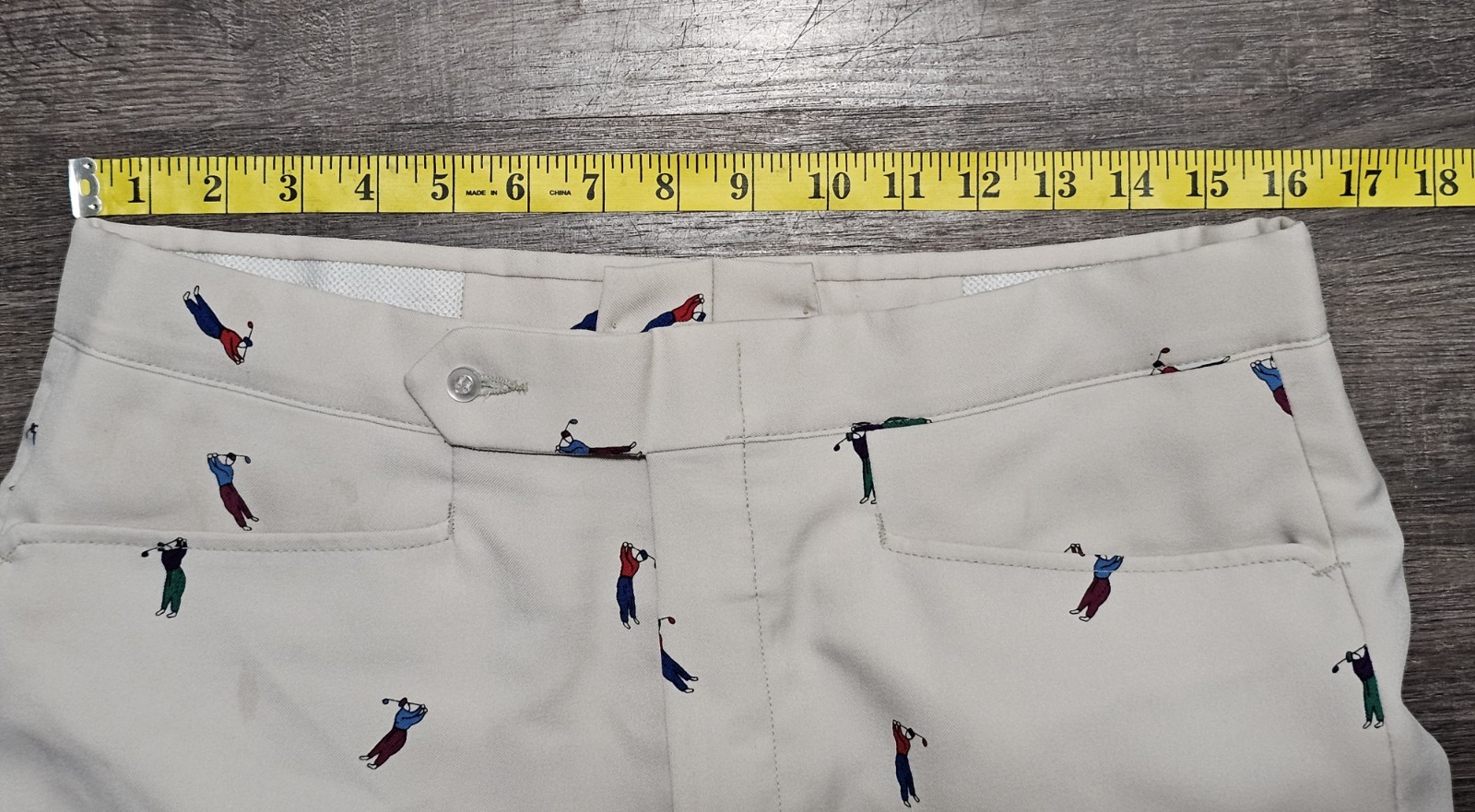 Vintage Sansabelt Golf Pants • Mens 32x32 • Light Beige • AOP • Jaymar Roby Inc.