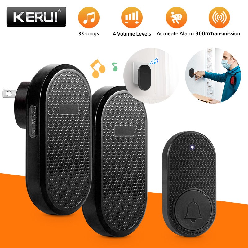 1000FT Wireless Doorbell Waterproof 2 Plugin Receiver Adjustable Volume 33 Chime