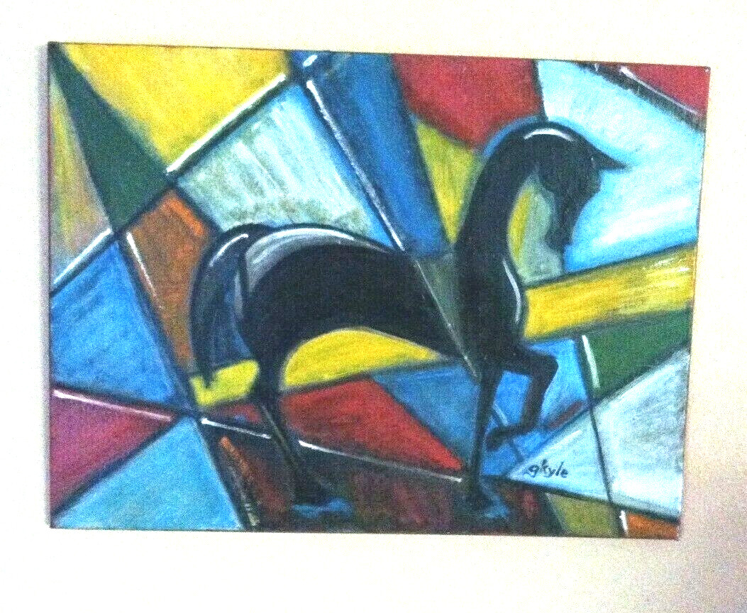 Abstract Horse Pony Oil Painting Original Cubism Modern 18 x 24 in. large