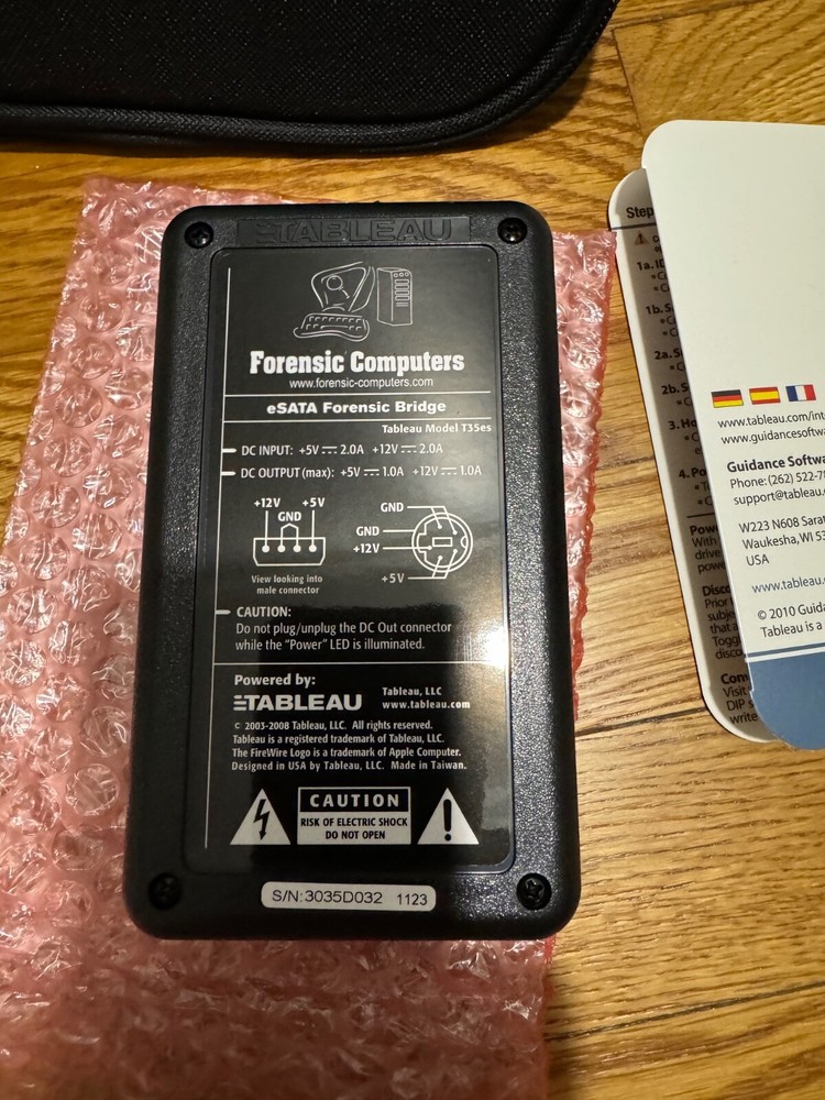 Tableau eSata Forensic Bridge T35es Unit and Quickstart Guide