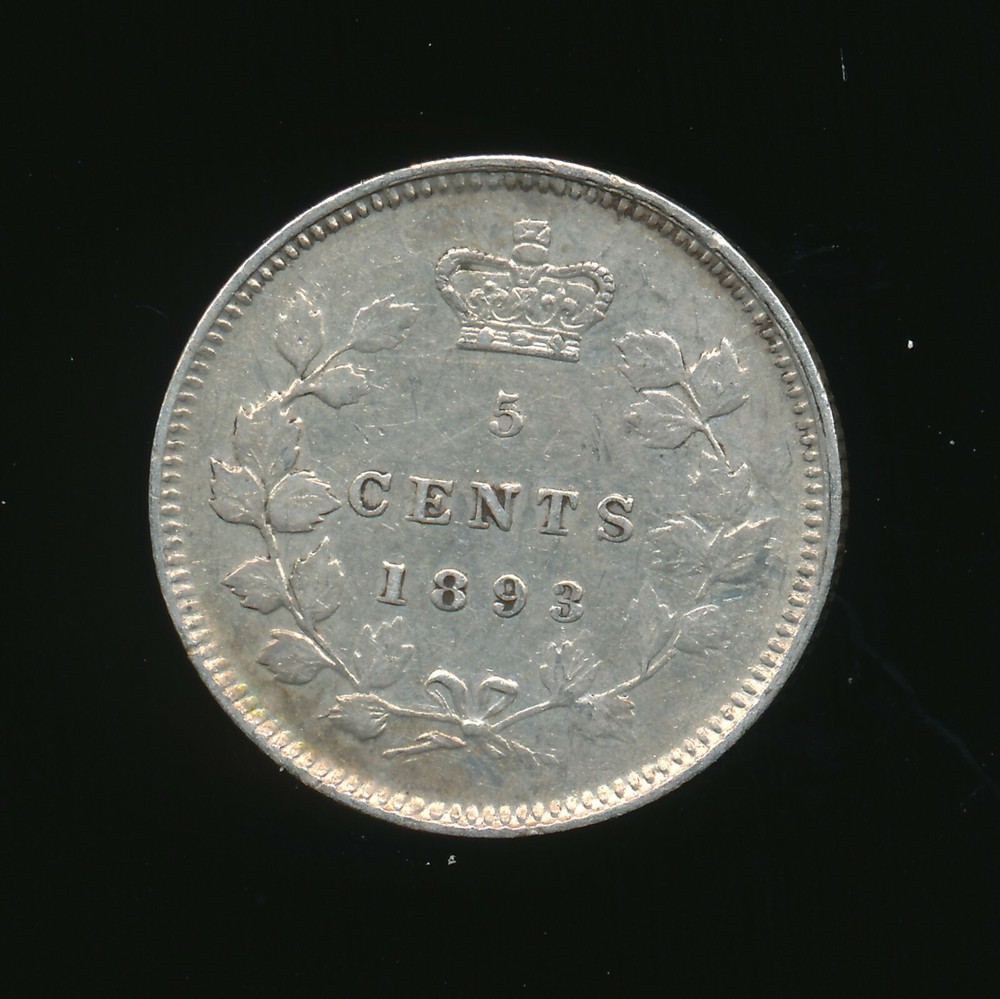 1893 CANADA SILVER 5 CENTS                                                    n