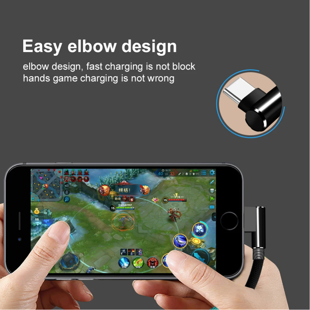 3 Pack 90° USB-C to USB-A Cable FAST Charger Type-C Cord Data Sync for Samsung