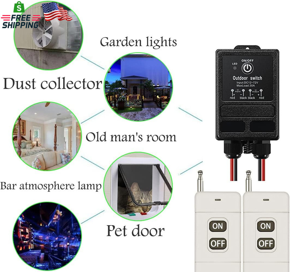 DC12V Remote Control Switch,9400Ft Long Range,Dc12V/24V/48V/72V,Ip65 Waterproof