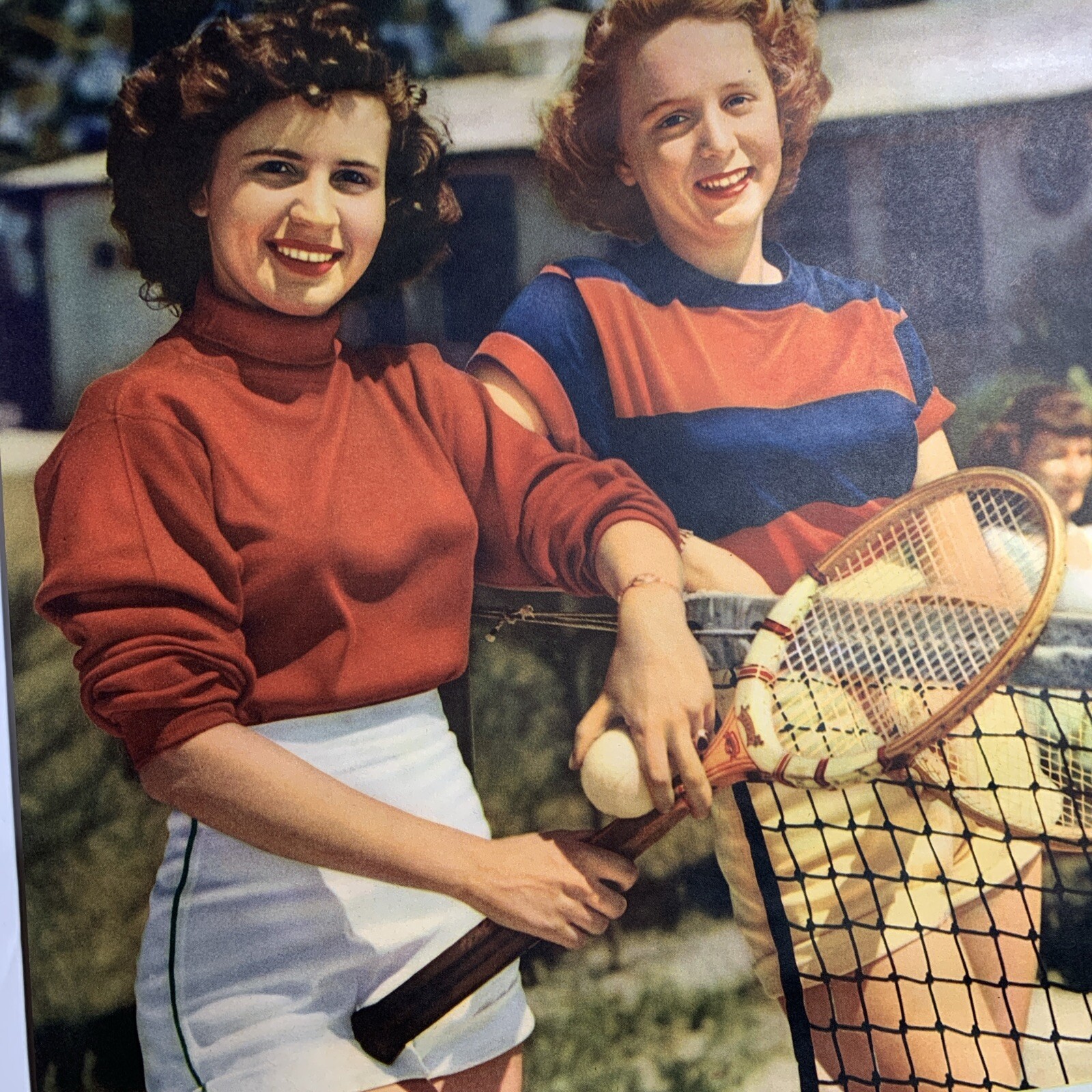1952 NuGrape Soda Calendar Page Sign 2 Pretty Pin Up Tennis Girls Sport Original