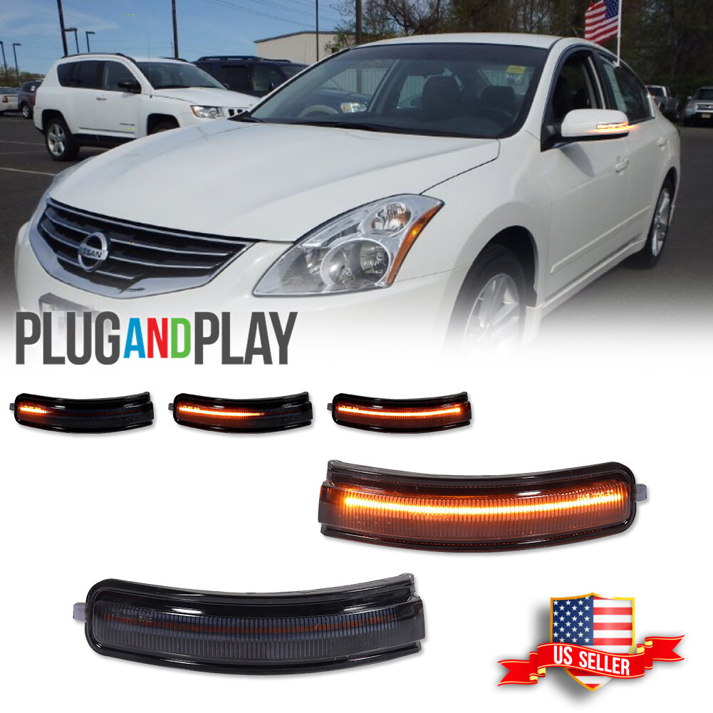 Smoke Sequential Amber LED Side Mirror Signal Lights For 2007-2013 Nissan Altima