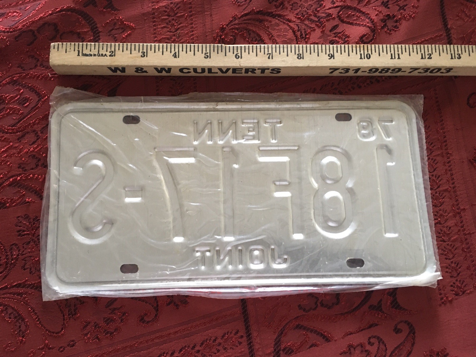 1978 Original Tennessee Joint Truck License Plate # 18F 17-S Mint Condition