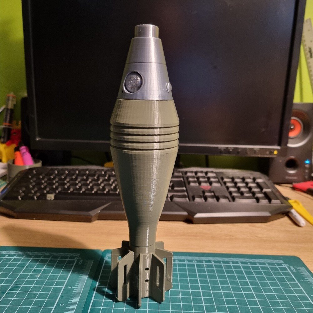 60mm M49A1 Mortar Shell Replica. Prop WW2 3d printed plastic.