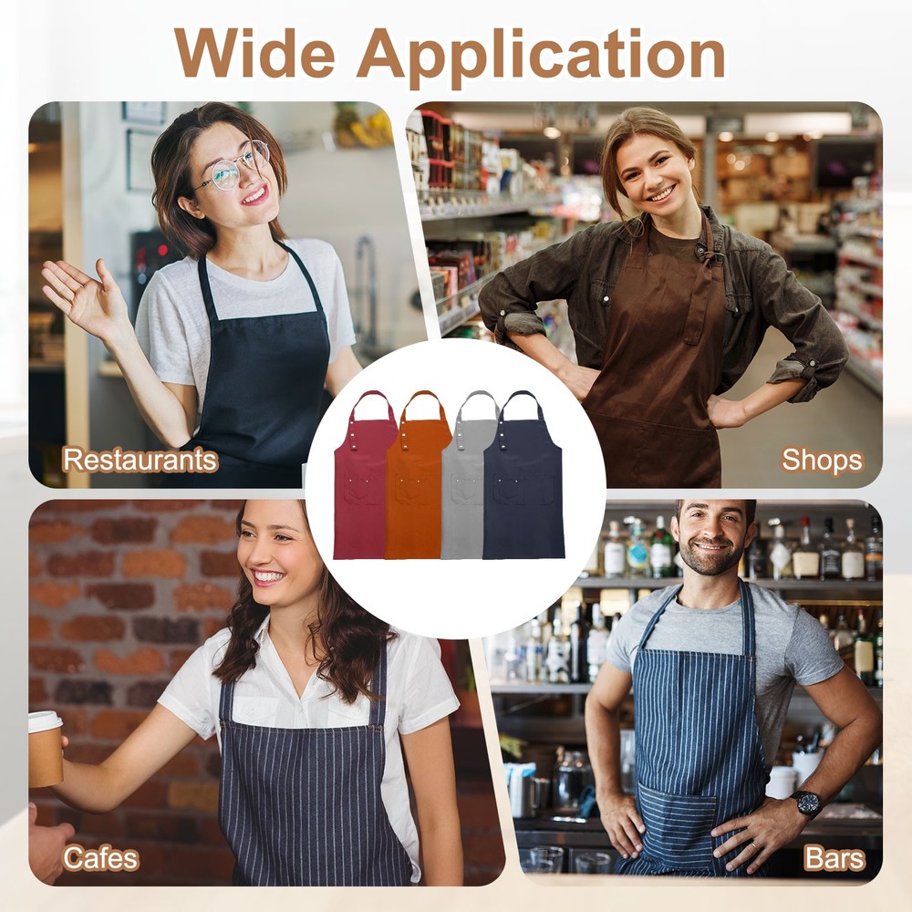 Kitchen Cooking Aprons, Adjustable Neck Strap Apron with Pocket, Orange