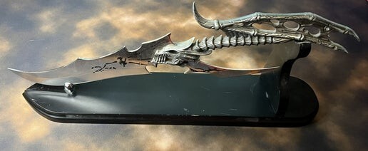Skeletal Dragon Knife - Sharpened with Stand 16"