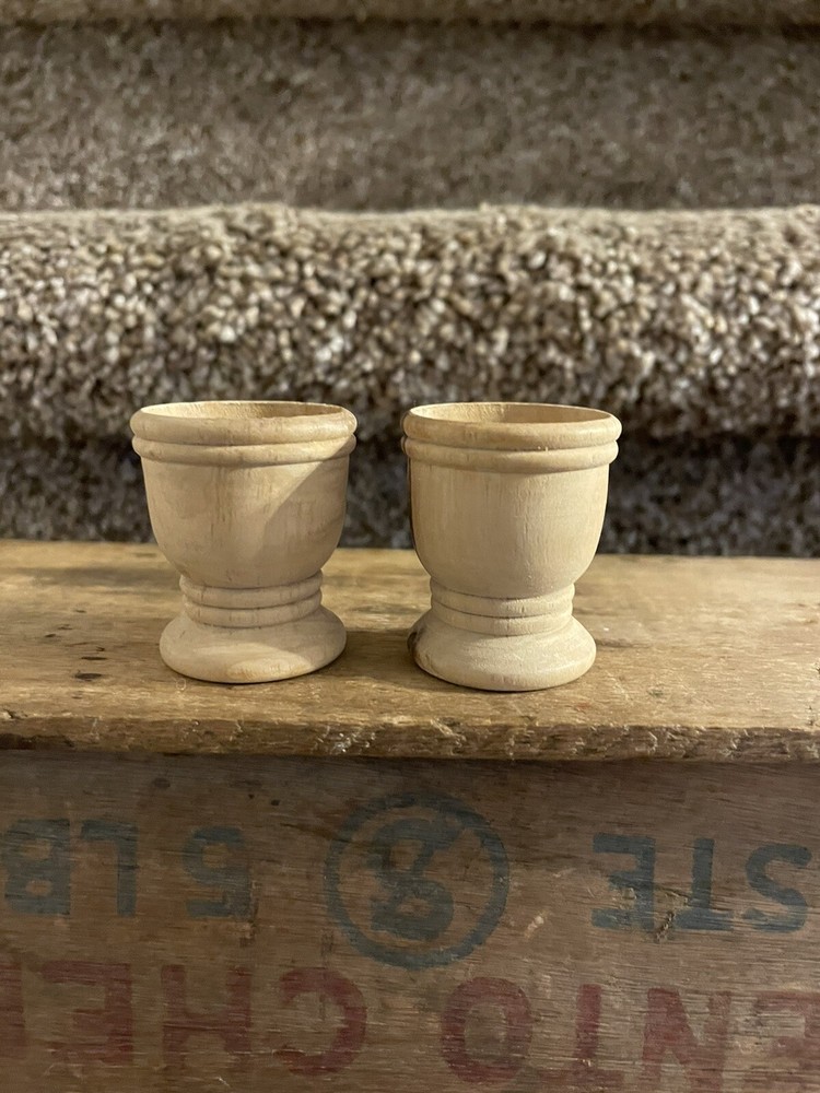 2 Vintage Wooden Communion Cups