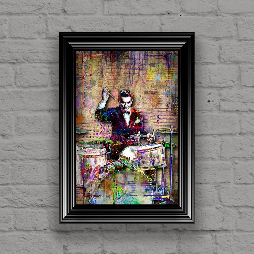 Gene Krupa Tribute 8x10in Poster Gene Krupa Drumming JAZZ Art Free Shipping US