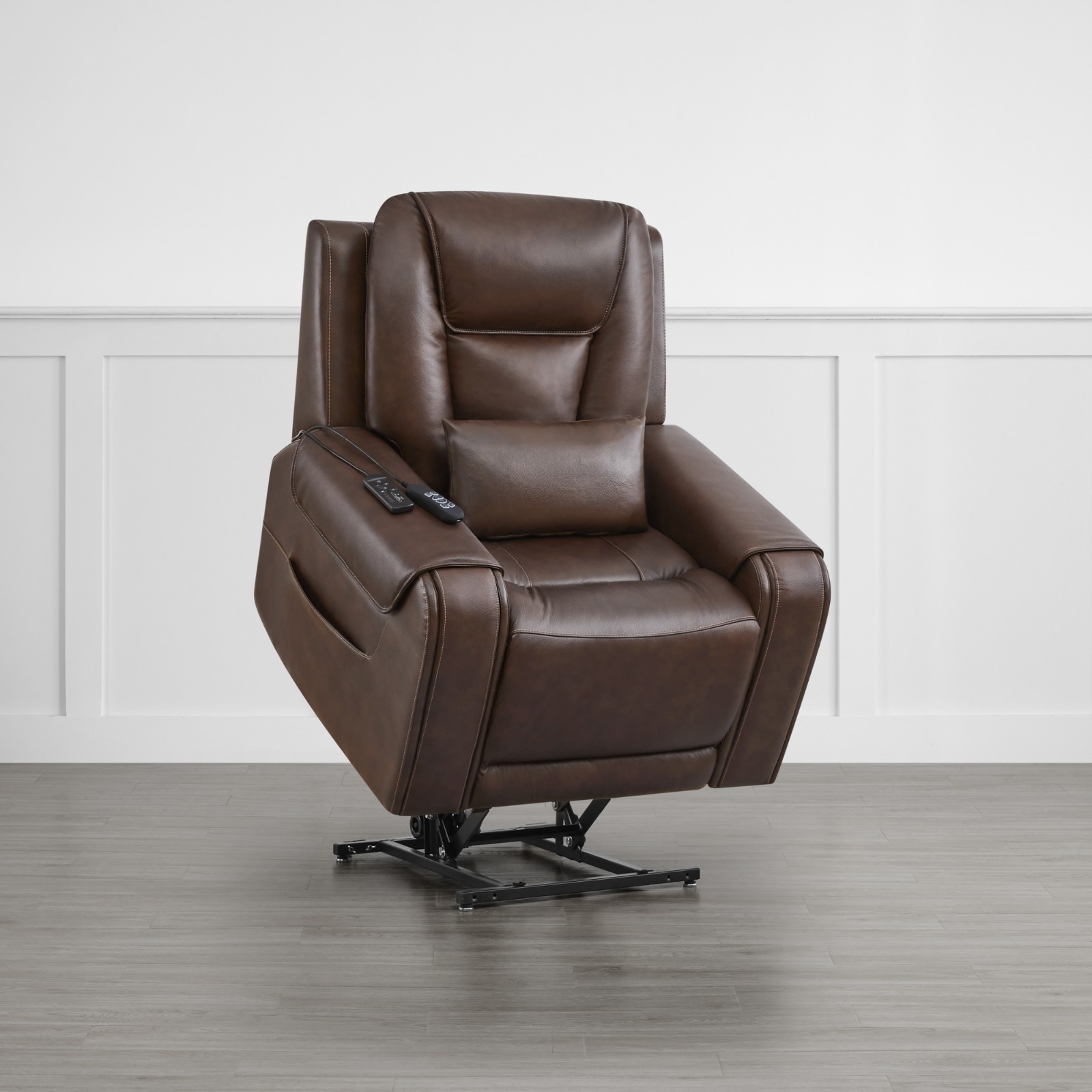 CHITA Large Lay Flat Power Lift Genuine Leather Recliner Chair w/Massage&Heat