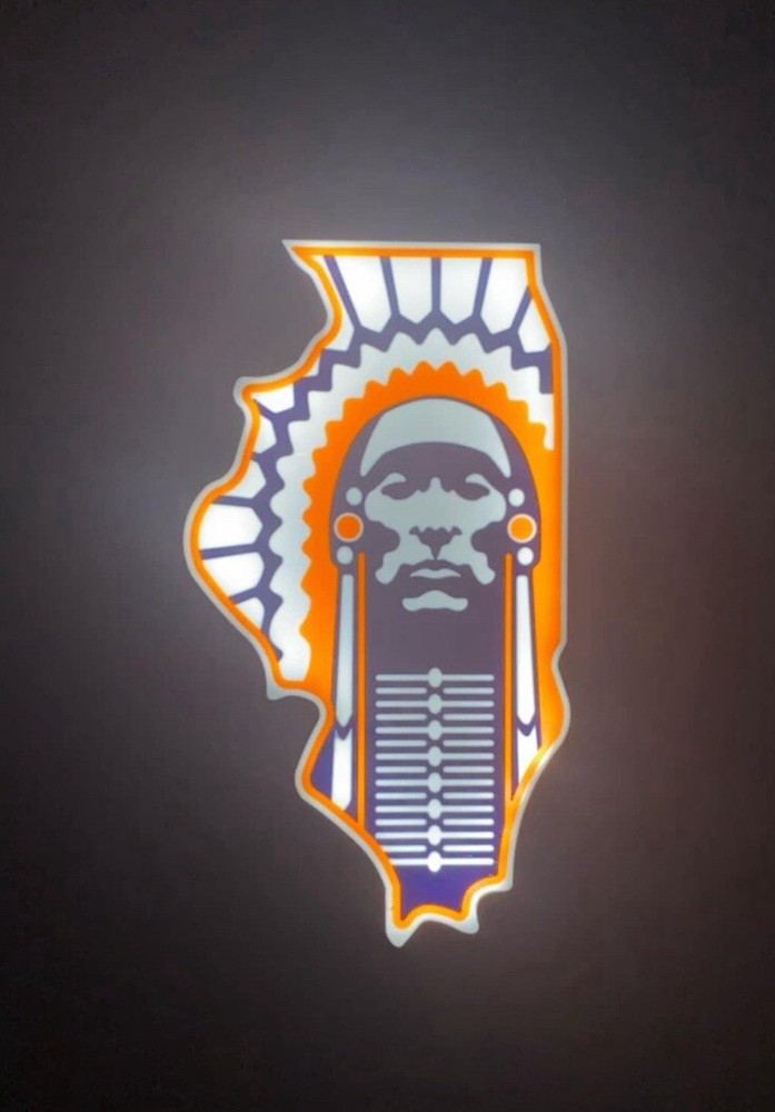 Illini State Shaped Chief Iliniwek LED Light.