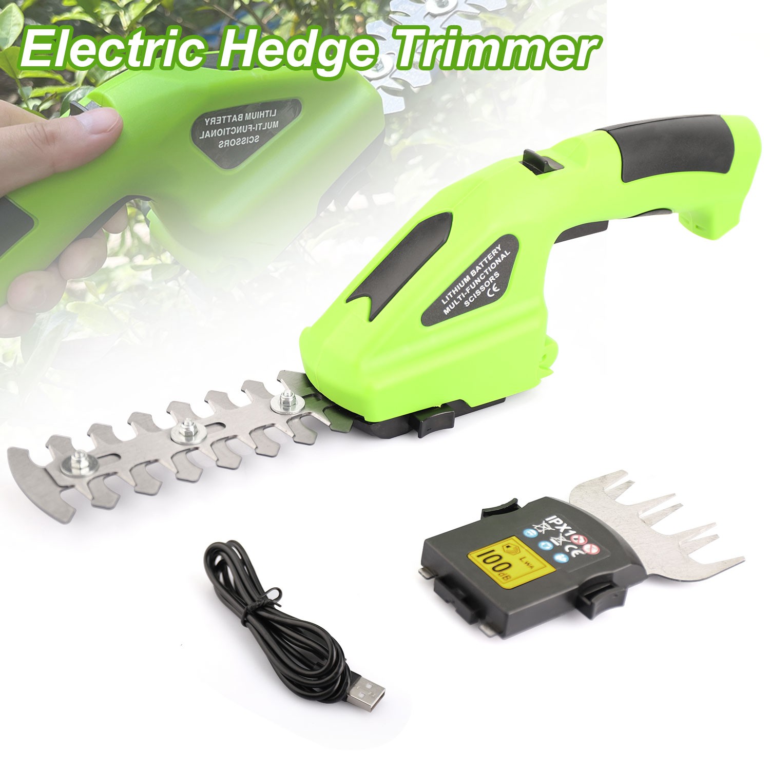 2 in 1 Cordless Grass Shear & Shrubbery Trimmer Handheld Electric Hedge Trimmer