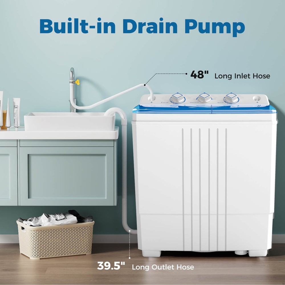 Portable Washing Machine with Drain Pump Timer Control Compact Washing Machine