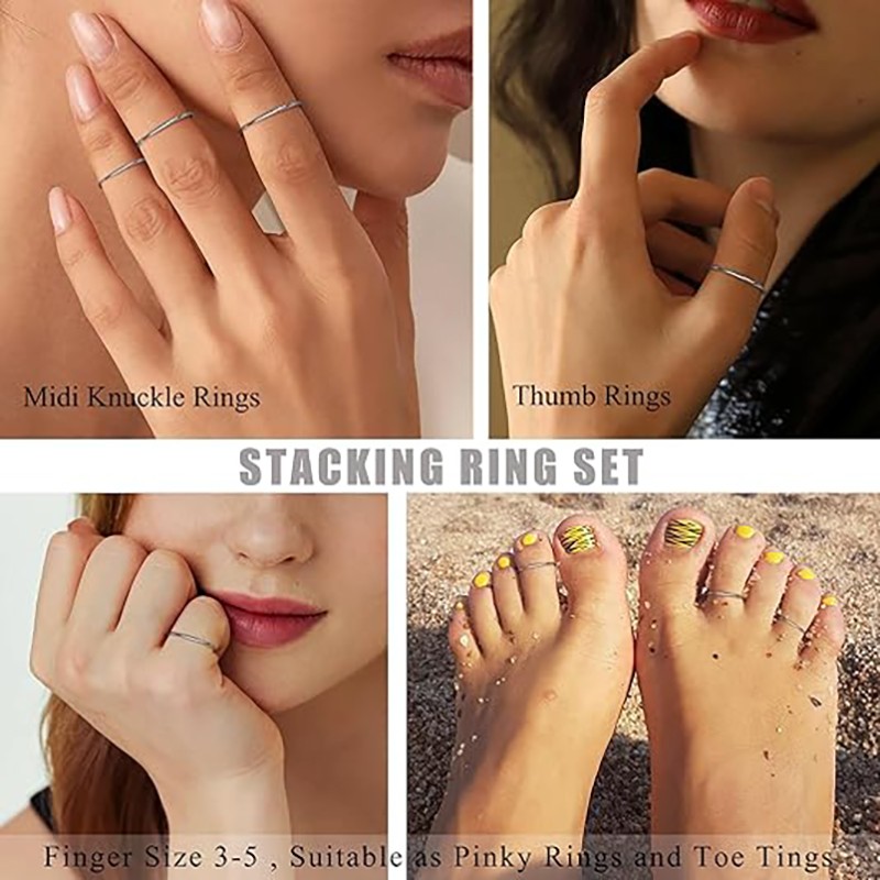 Solid Sterling Silver Ring Midi Thin Stacking, 2mm Polished Band, Sizes 6 to 10