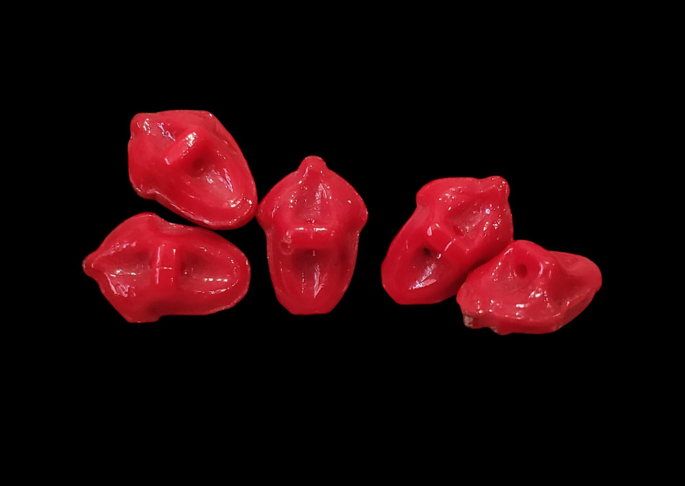 ONE Tiny Adorable Red Glass Realistic Acorn Button~ Sold Separately
